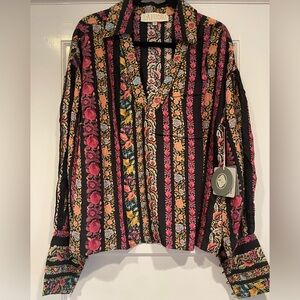 La Fuori Kesa Printed Top with Beading NWT size M